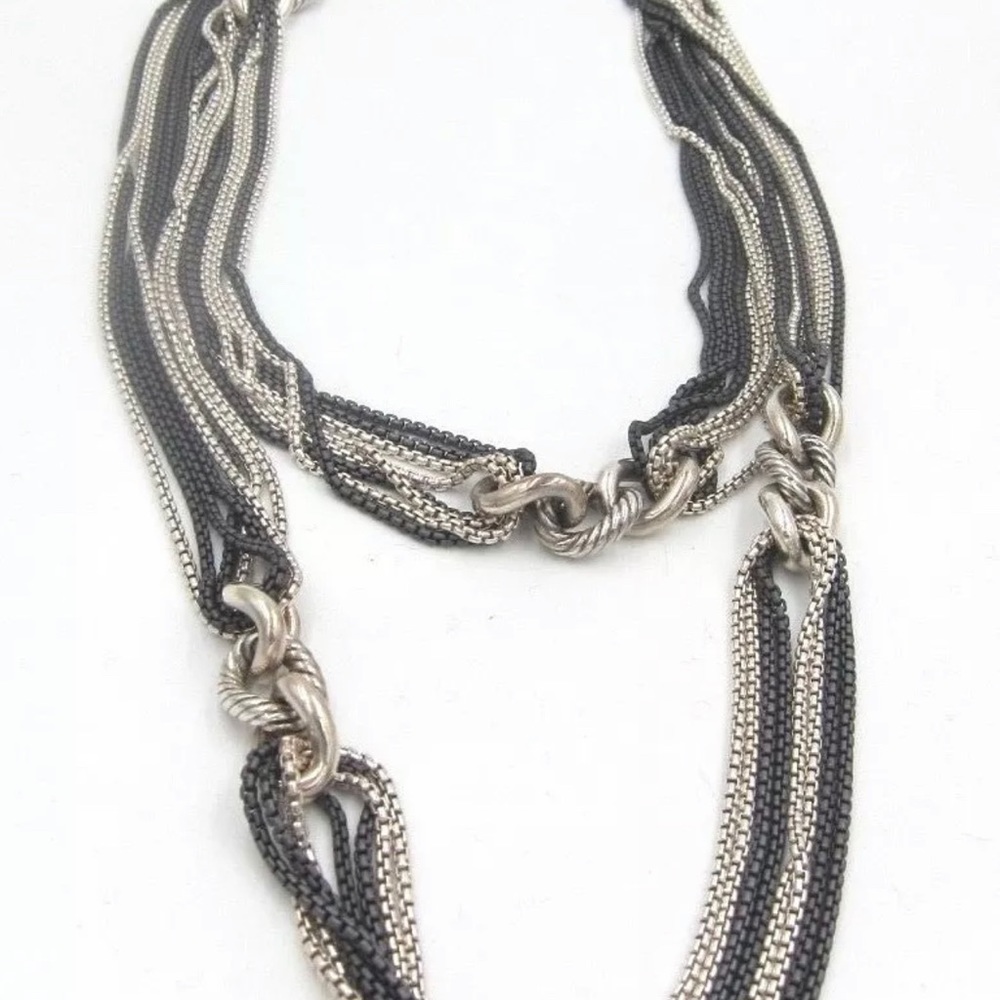 David Yurman Curb Link 8-Row Black& White Necklace